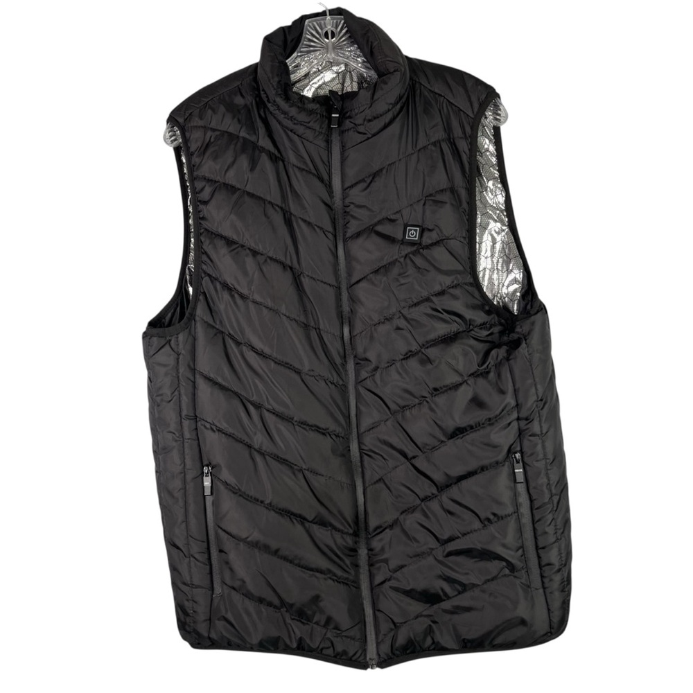 Amazon Heated Vest Men's L Black Quilted Puffer Vest Pockets Rechargeable